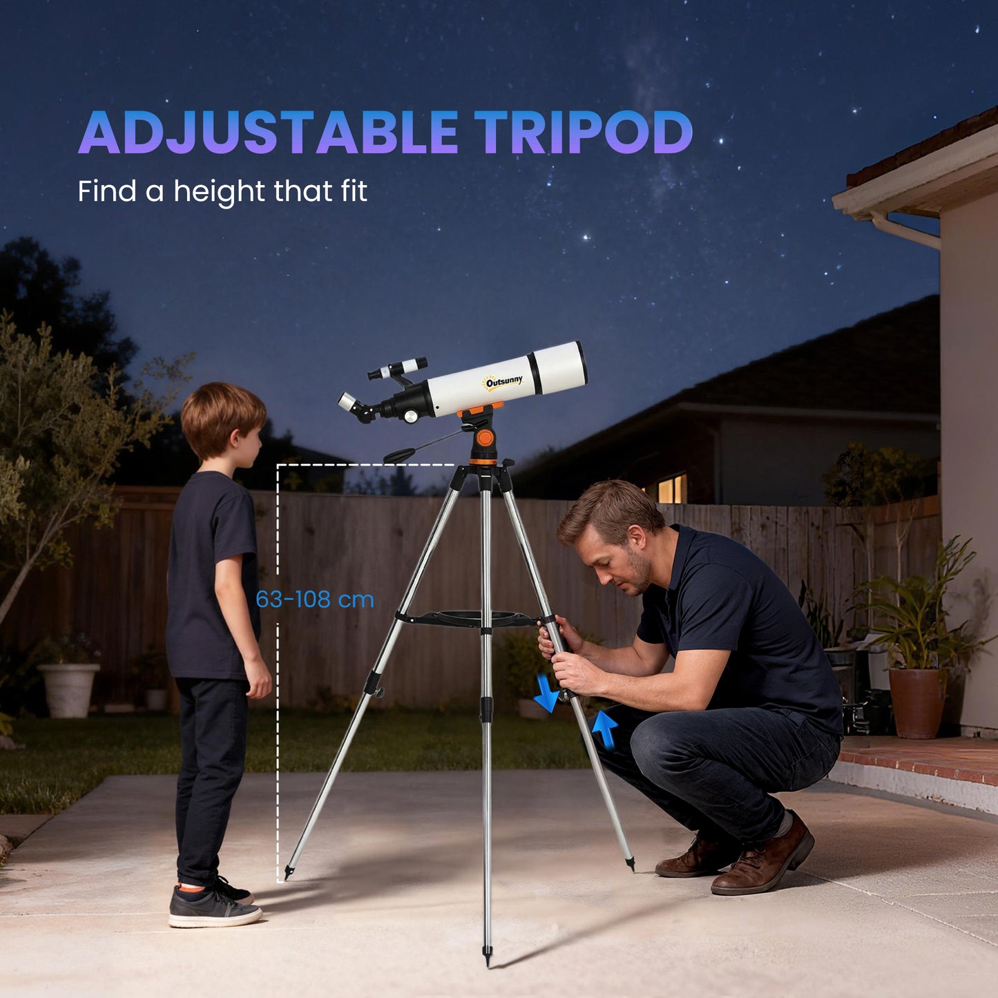 Outsunny Astronomy Telescope for Adults and Beginners with 80 mm Aperture, Carry Bag, White