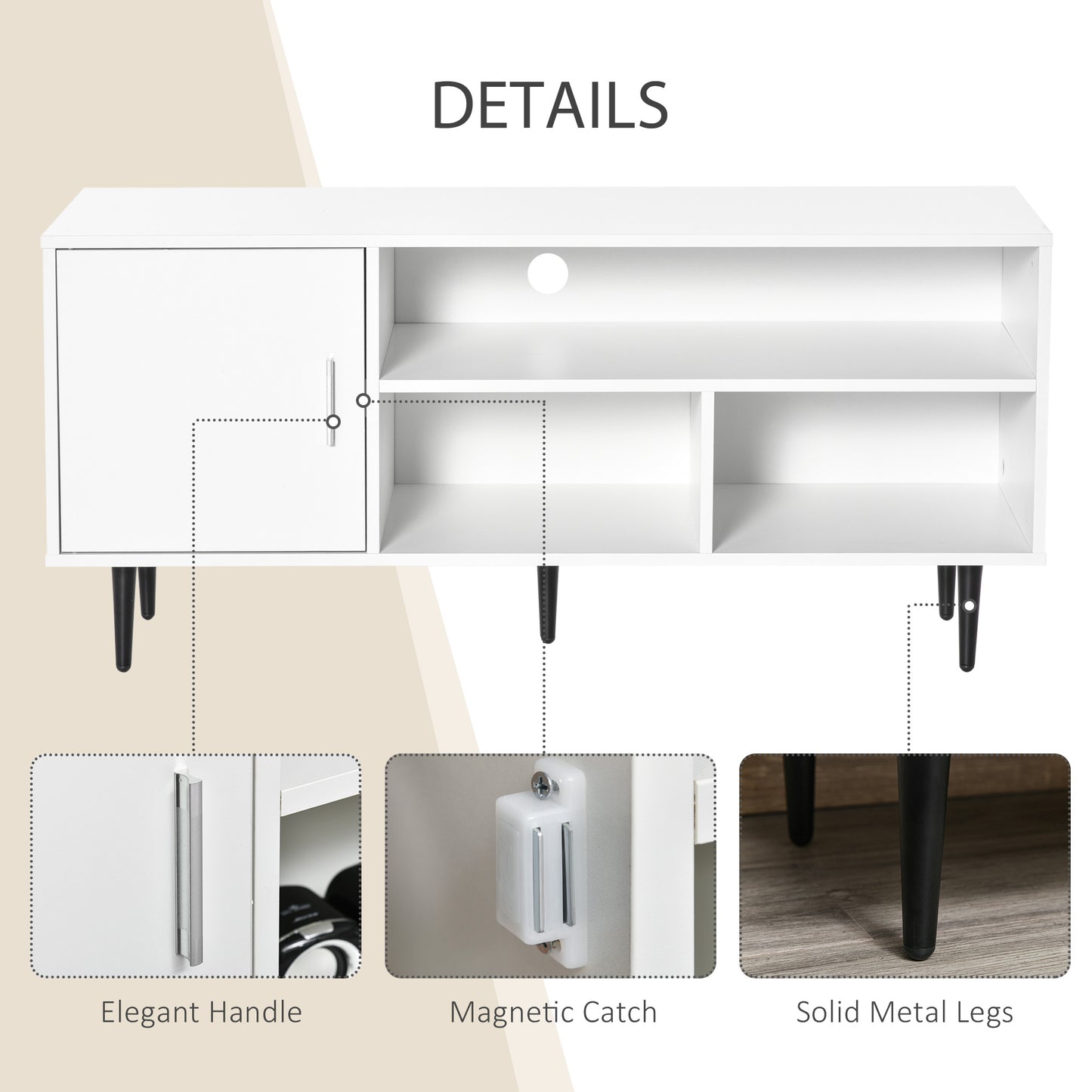HOMCOM TV Stand Cabinet for TVs up to 60 Inches - White