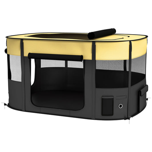 PawHut Foldable Dog Pen with Storage Bag for Indoor/Outdoor Use Yellow - Extra Large