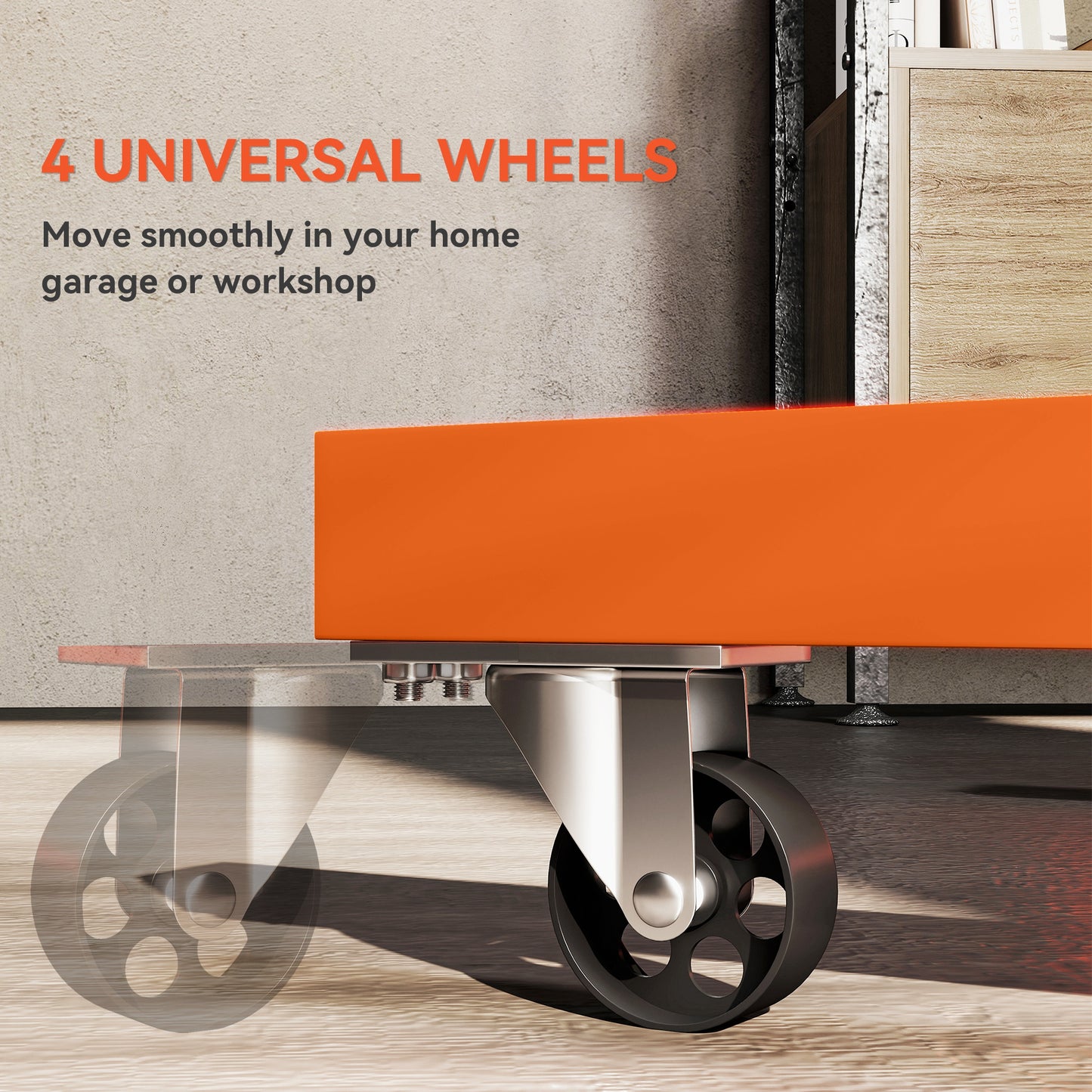 HOMCOM Engine Stand, 570 kg Rotating Head with 4 Mounting Arms, Heavy Duty Steel, Universal Wheels for Garage/Workshop, Orange