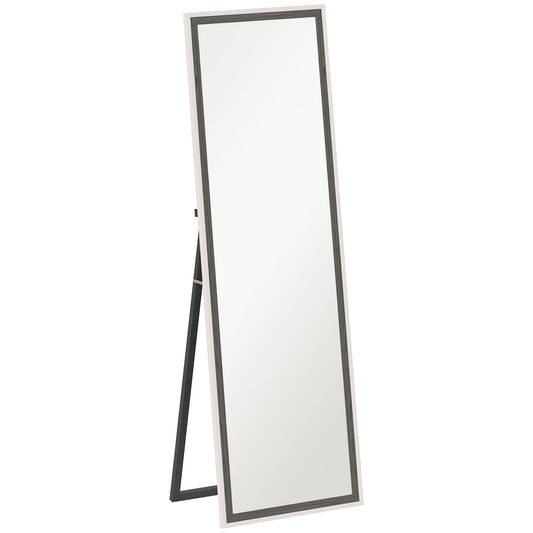 HOMCOM 162.6 cm Two-Tone Full Length Mirror - White/Grey-Tone