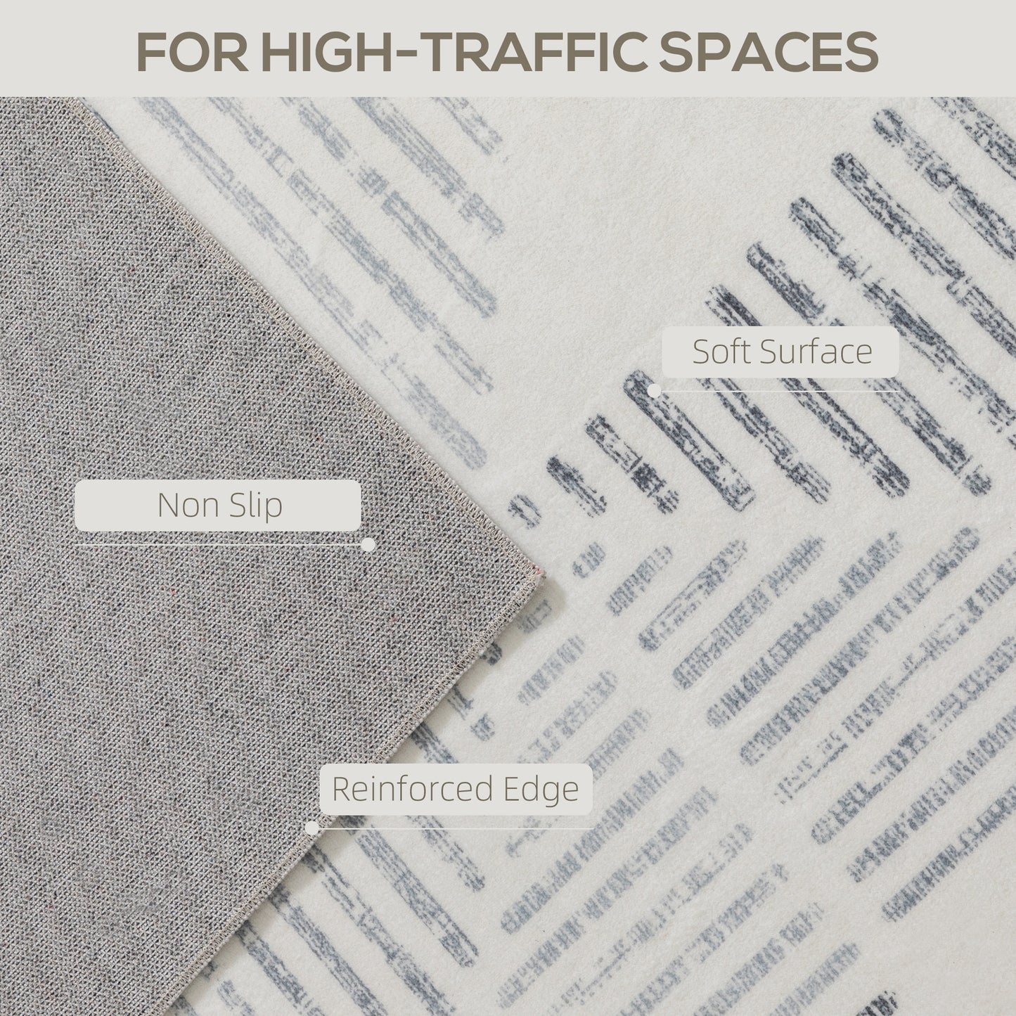 HOMCOM Modern Non-Slip Washable Geometric Area Rug, Soft Carpet for Living Room, Bedroom, Dining Room, Office, 290x200cm, Grey