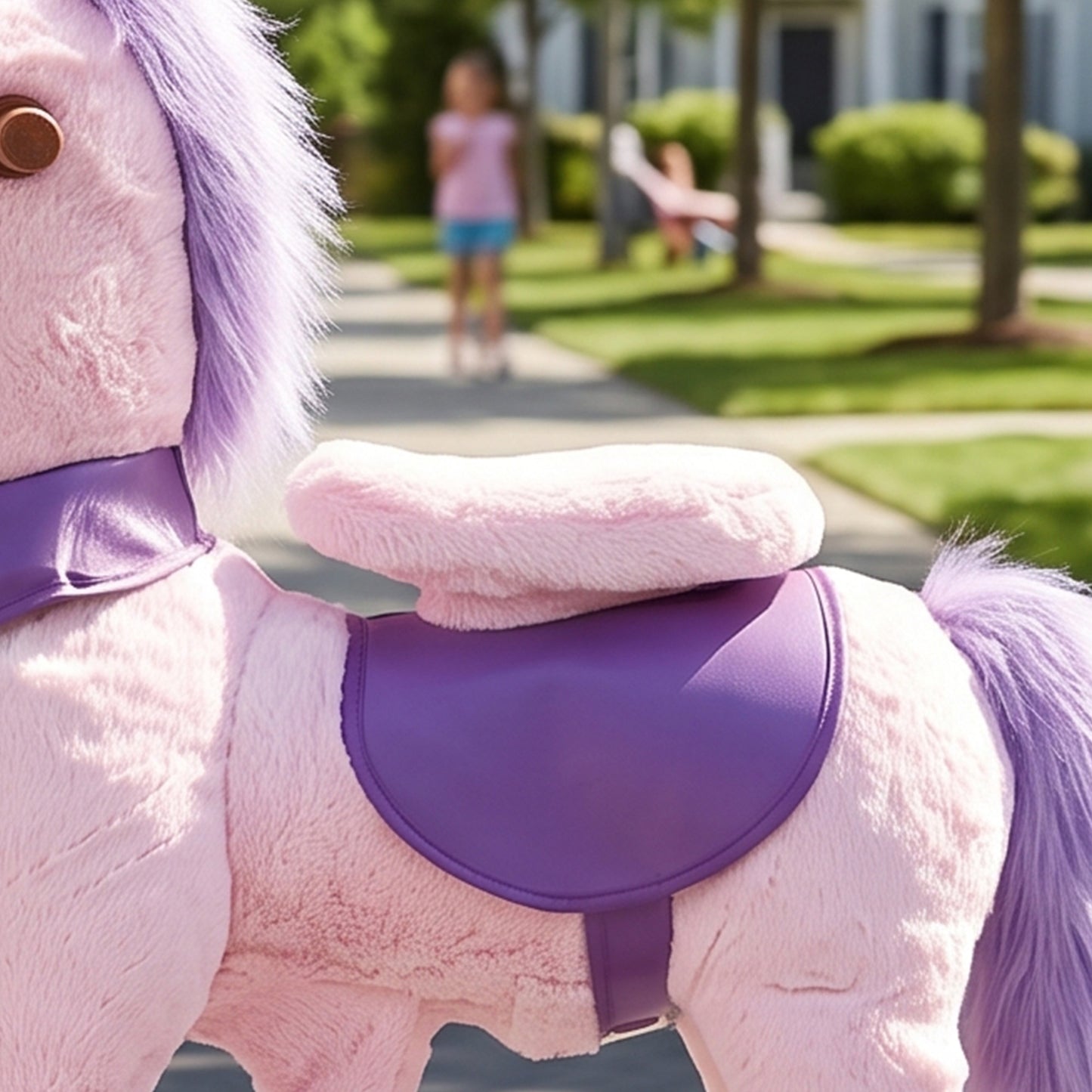 AIYAPLAY Ride on Horse Pedal Ride On Walking Horse Toy Rotatable Head Neighing Sound, Pink