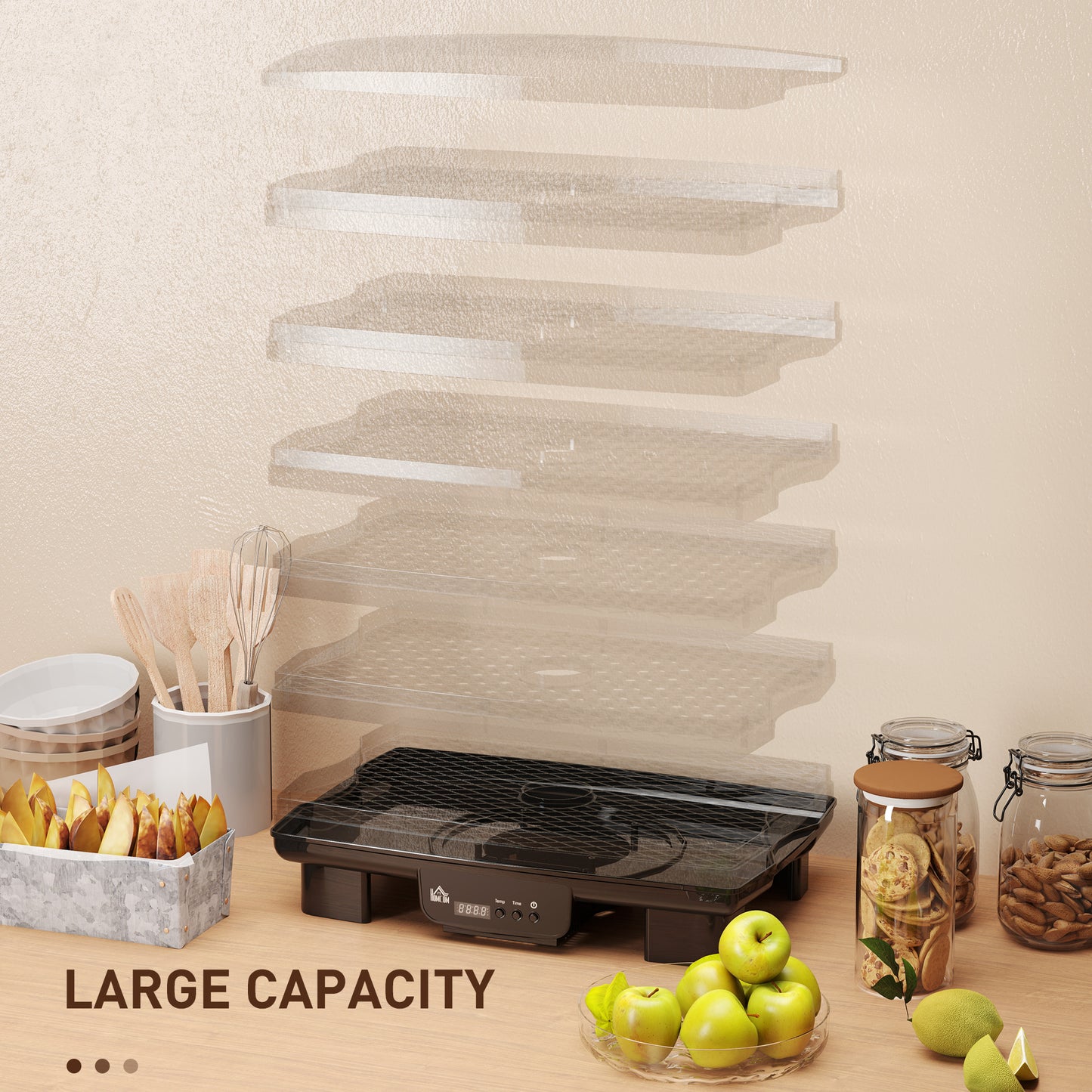 HOMCOM 40-70°C Six-Tray Food Dehydrator - Black
