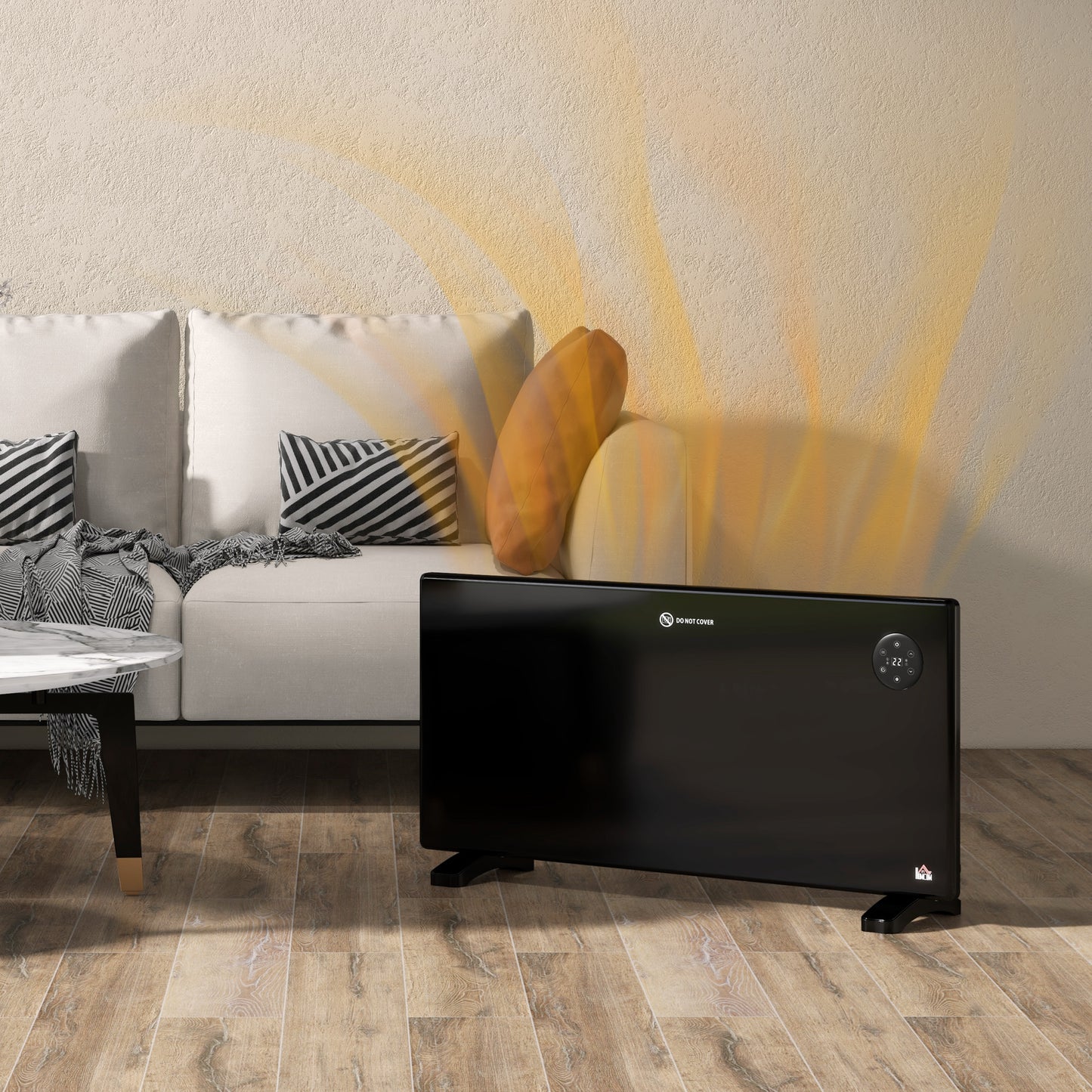HOMCOM 2000W Electric Convector Heater, Freestanding or Wall Mounted, Space Heater with Adjustable Thermostat, Timer, Black