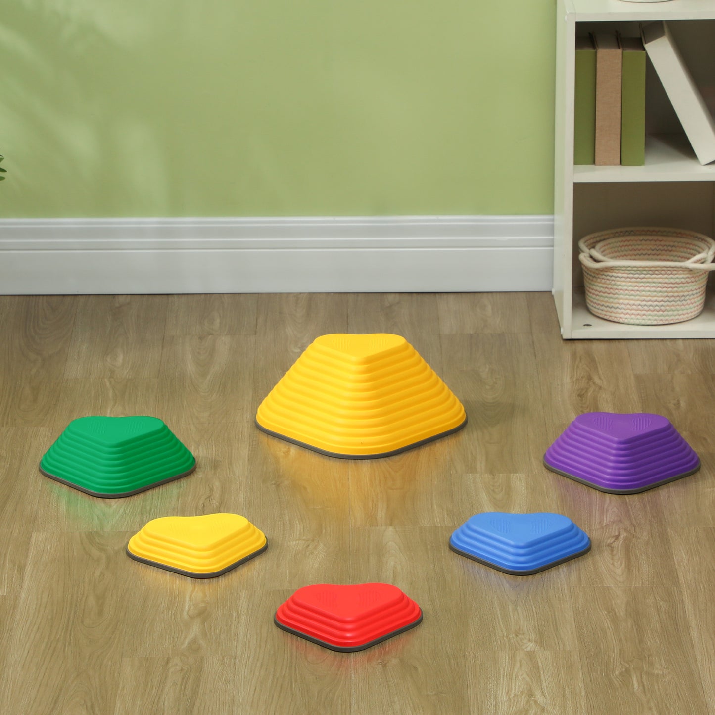 AIYAPLAY 6PCs Heart-Shaped Kids Stepping Stones Balance & Motor Skills, Multicoloured