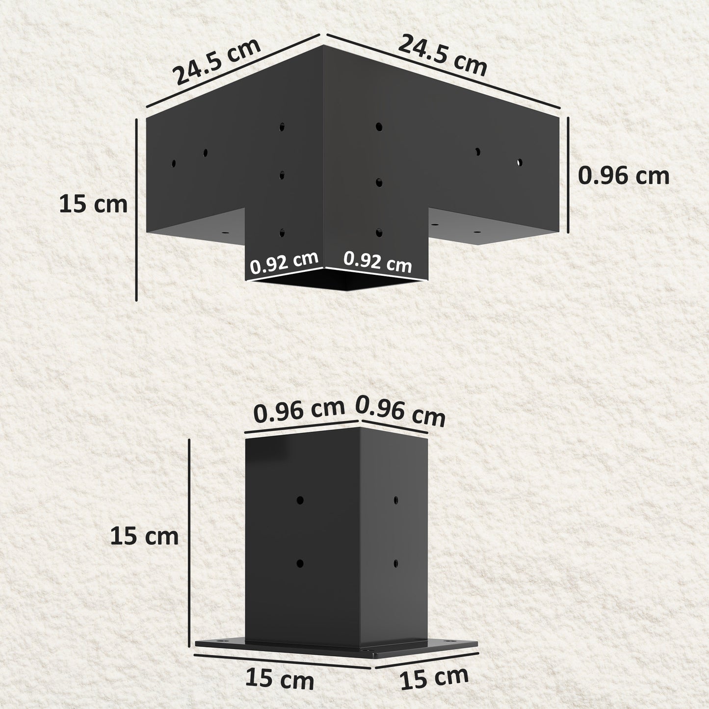 Outsunny Pergola Kit: DIY 3-Way Brackets & Post Base for 4"x4" Lumber, 8 PCS with Screws Included