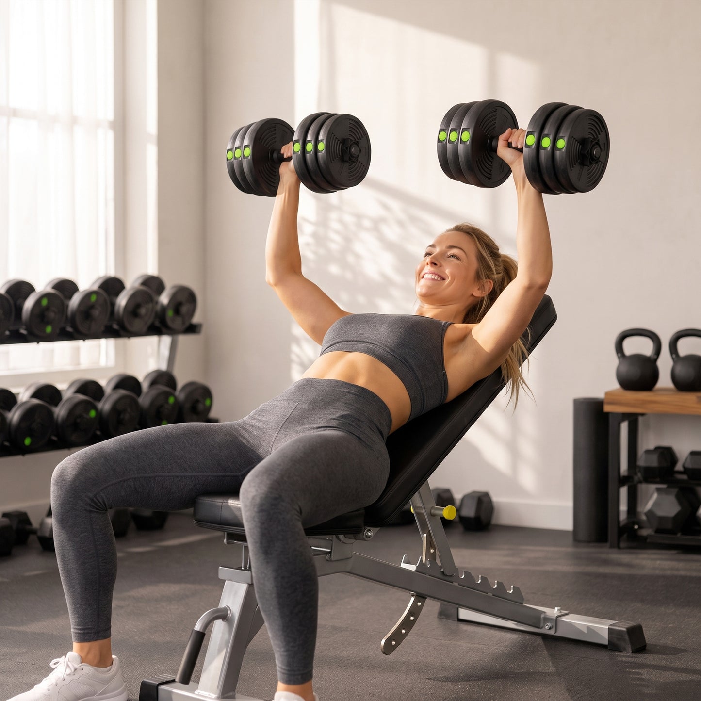 SPORTNOW Adjustable Weight Barbell & Dumbbells Set Free Weights Strength Muscle Exercise Home Gym Training, Black and Green