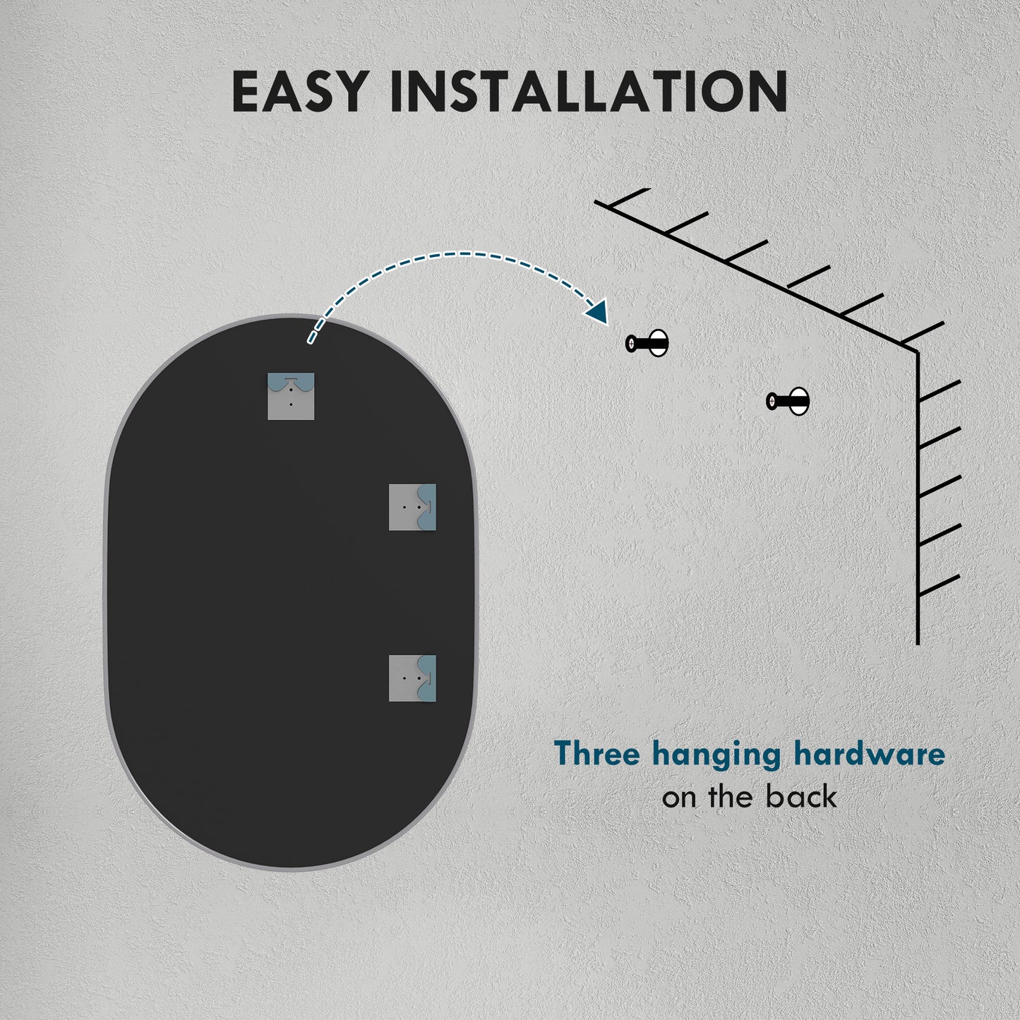 HOMCOM 60cm Round Tempered Glass Bathroom Mirror - Silver Tone