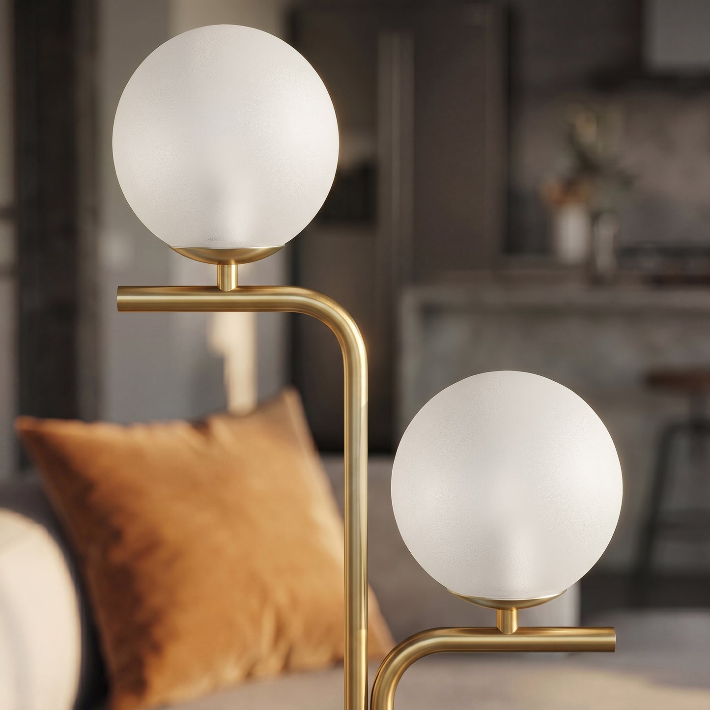 HOMCOM LED Floor Lamp, Modern Standing Lamp with 3 Colour Temperatures, Globe Glass Shades and Foot Switch, Gold Tone