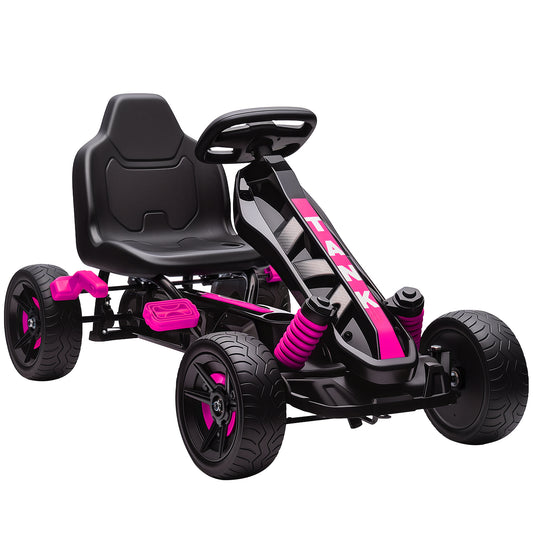 AIYAPLAY Pedal Go kart for Kids Ages 3-6 Years, with Automatic Clutch, Brake, EVA Anti-Slip Wheels, Pink