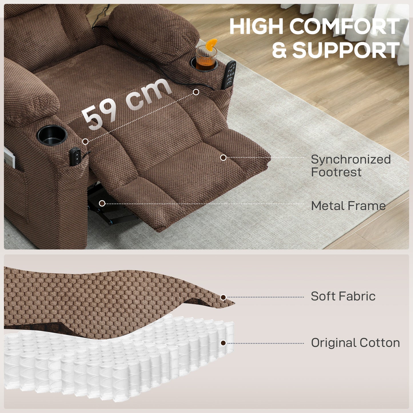 HOMCOM Electric Massage Recliner Chair with Heat Brown