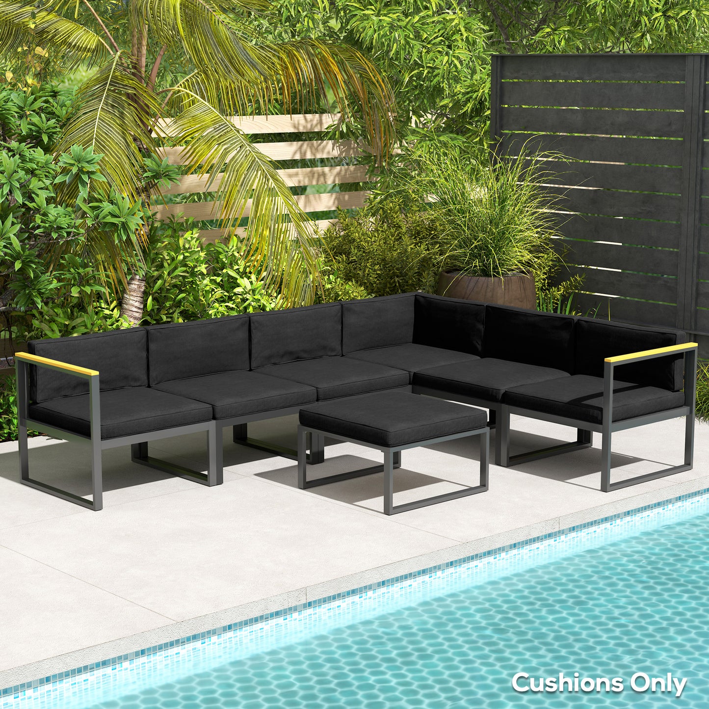 Outsunny Replacement Cushions for Rattan Furniture, 14-Piece Outdoor Seat & Back Cushion Set, Black