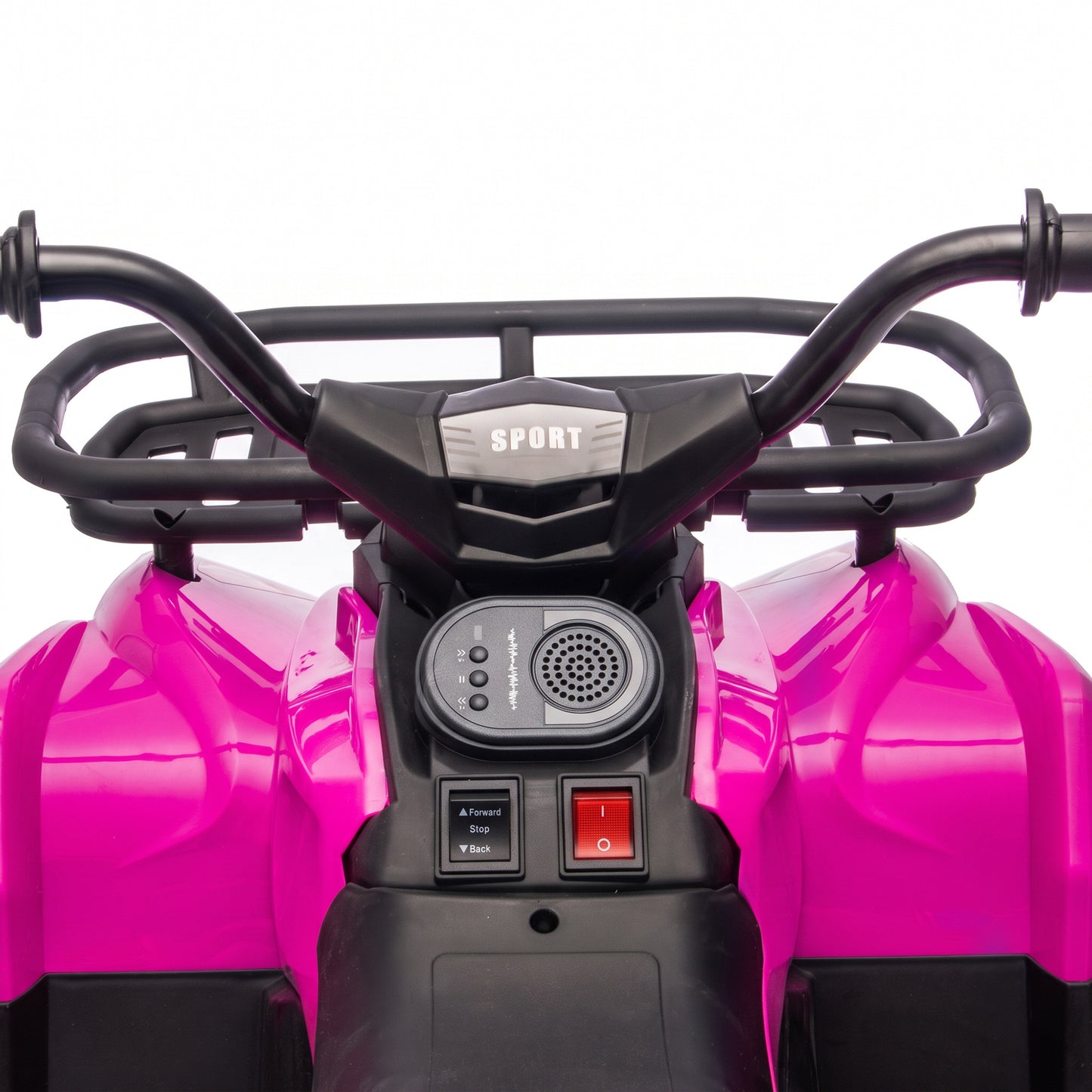 AIYAPLAY 12V Kids Electric Quad Bike, Ride on ATV with Dual Motors, Soft Start, Storage, Music, Lights for 3-8 Years, Pink