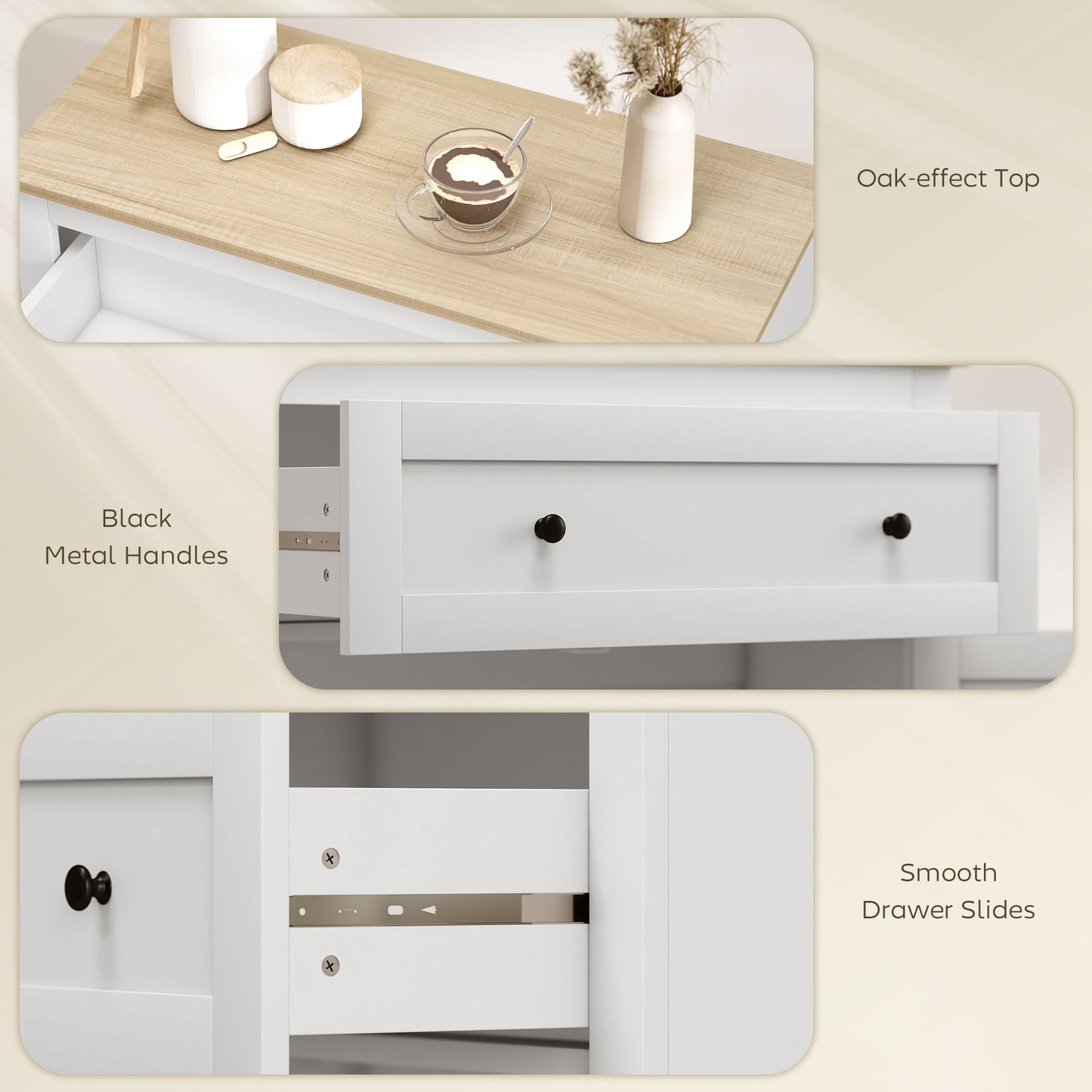 HOMCOM Sideboard Storage Cabinet, Modern Kitchen Cupboard with Adjustable Shelf, Drawer, Double Doors for Living Room, Dining Room, Hallway, White