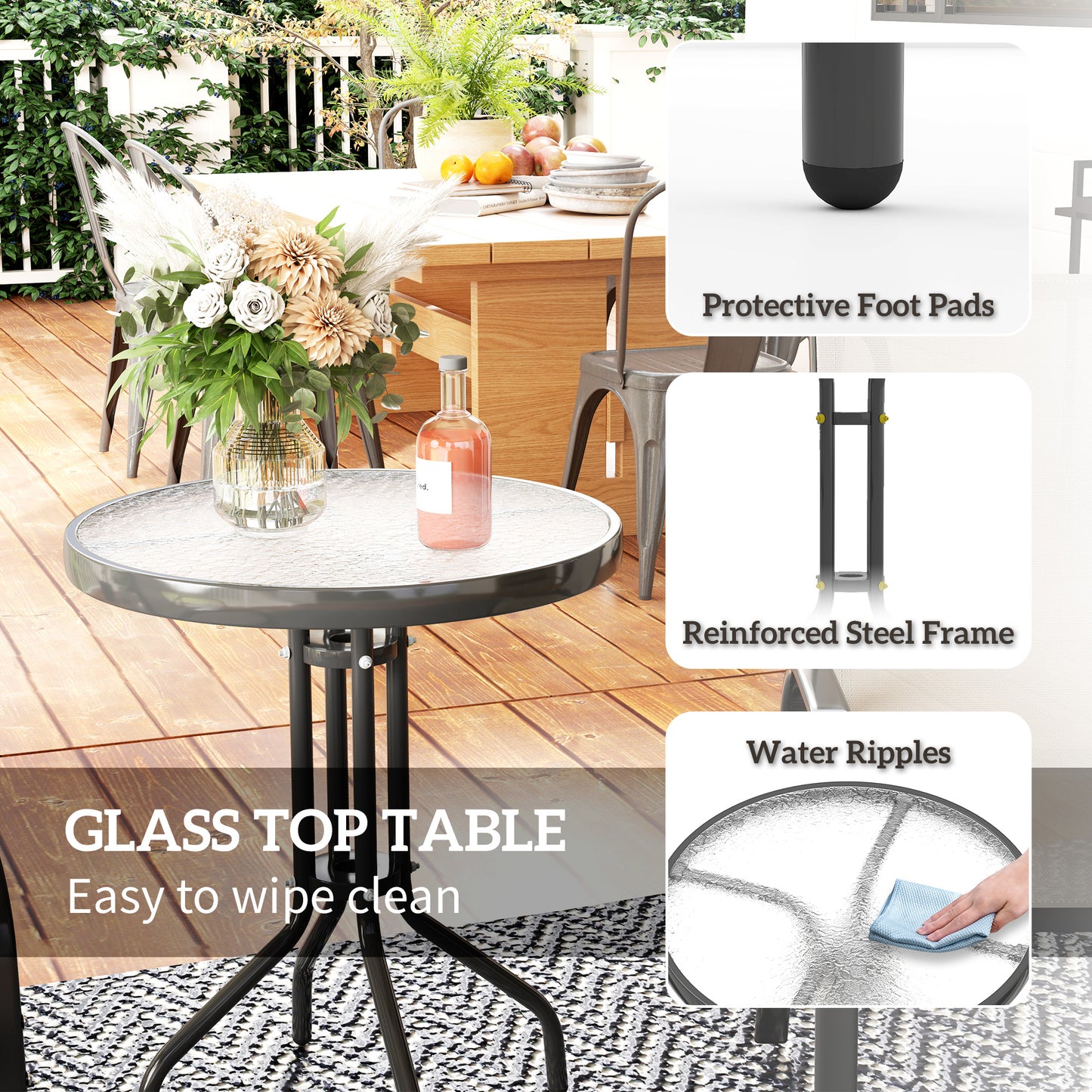 Outsunny Three-Piece Outdoor Garden Set - Light Grey