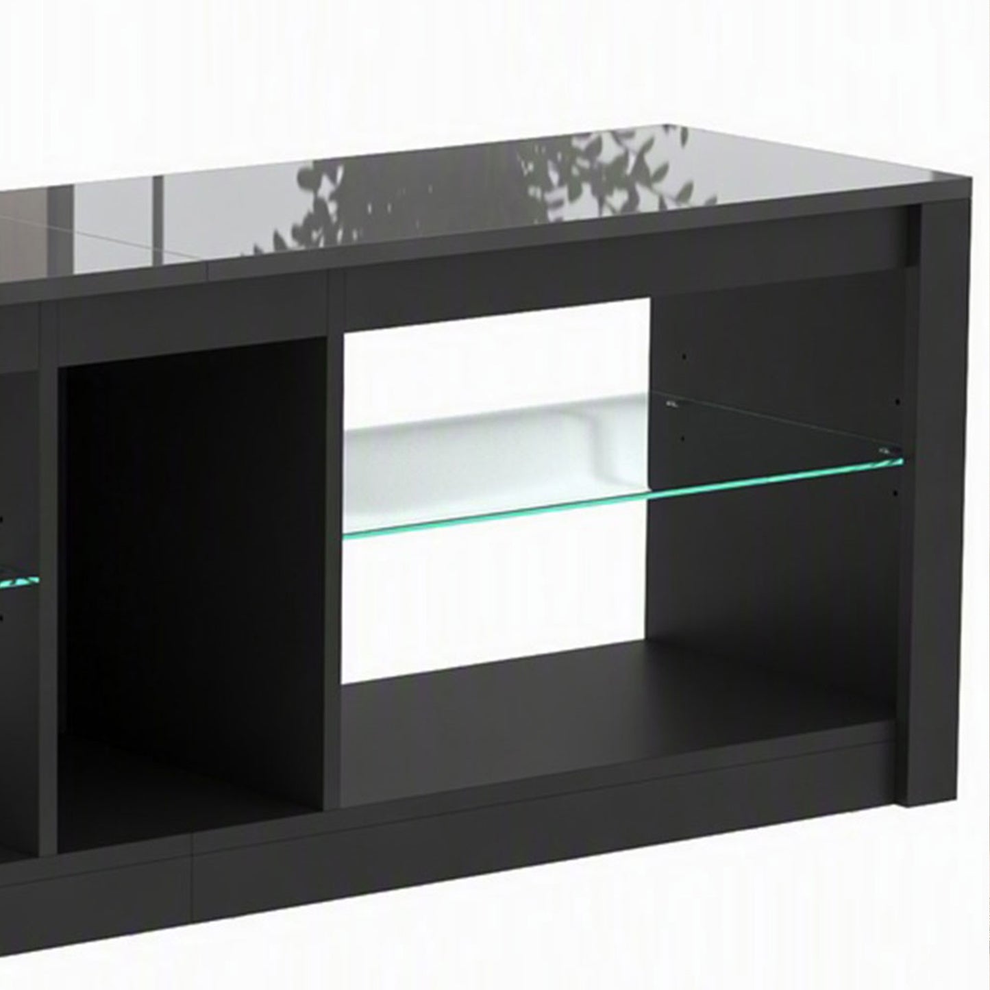 HOMCOM TV Stand Cabinet with LED Lights and Remote Control for TVs up to 65", Entertainment Centre with Storage Shelves, Black