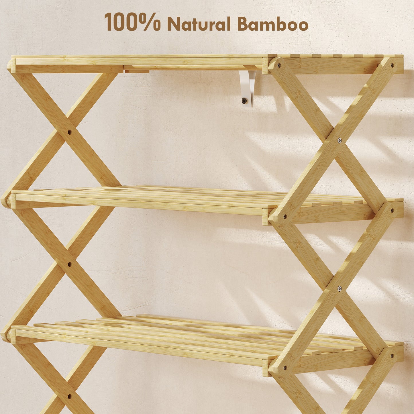 HOMCOM 5-Tier Bamboo Shoe Rack, No Assembly - Natural
