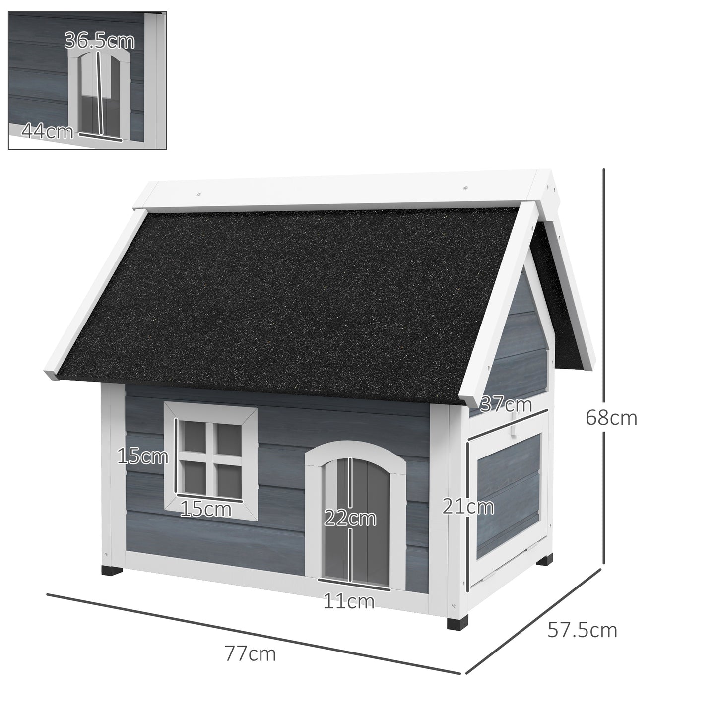 PawHut Outdoor Cat House Shelter Waterproof with Openable Roof and Three Doors 77 x 57.5 x 68 cm - Grey