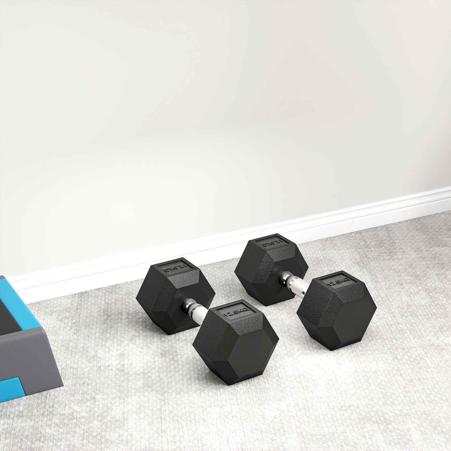 HOMCOM 25KG Rubber Hex Dumbbell Portable Hand Weights Dumbbell Home Gym