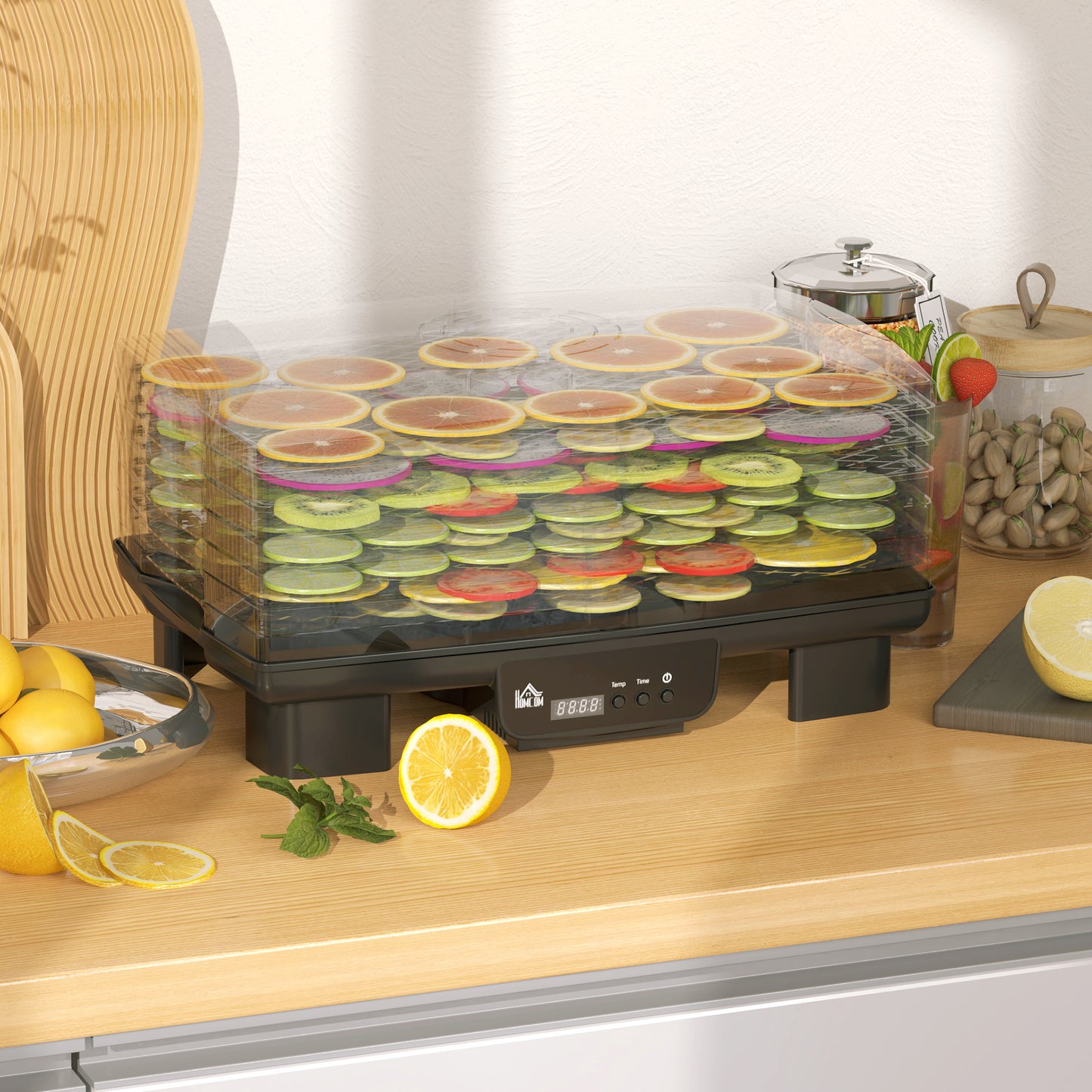 HOMCOM 40-70°C Six-Tray Food Dehydrator - Black