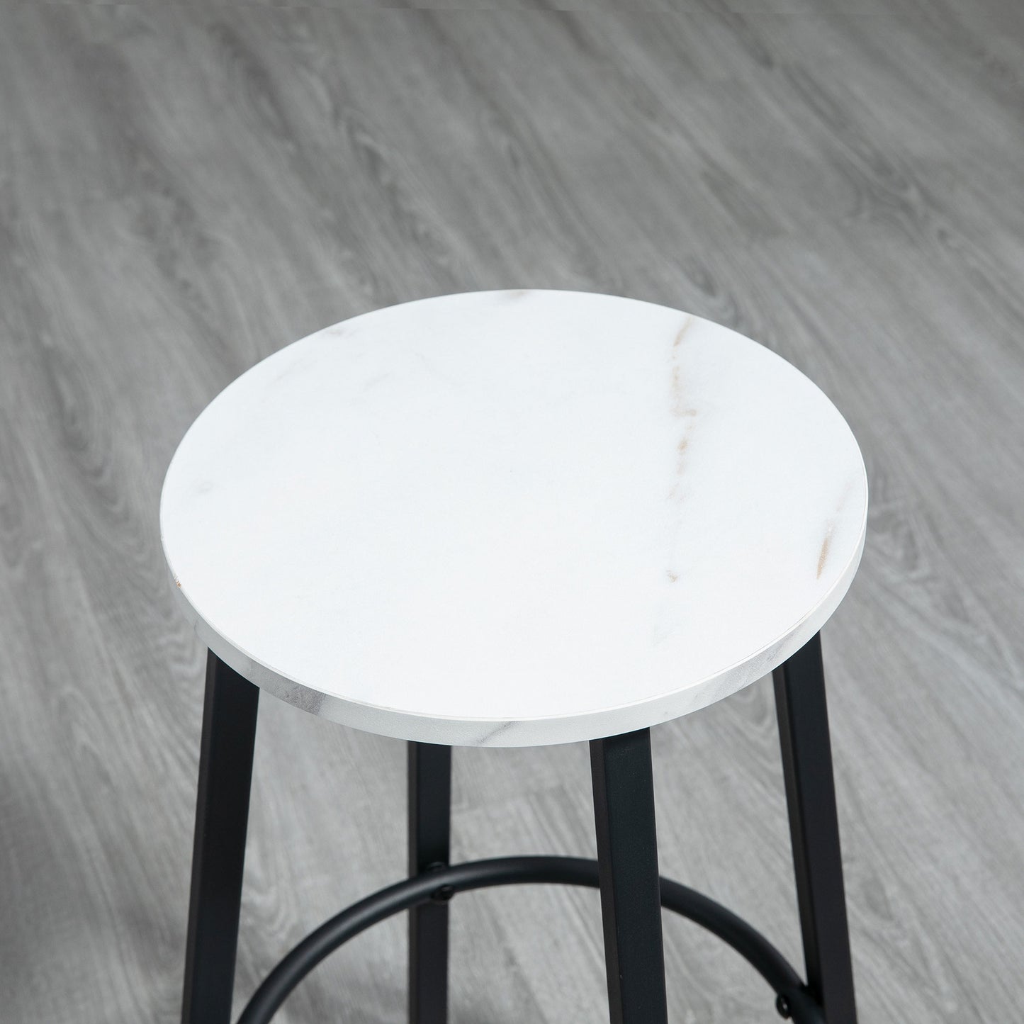 HOMCOM Three-Piece Marble-Effect Bar Table Set - White/Black
