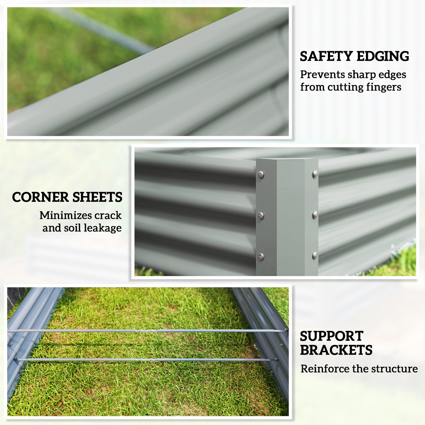 Outsunny 240 x 120cm Galvanised Steel Open Planter - Silver