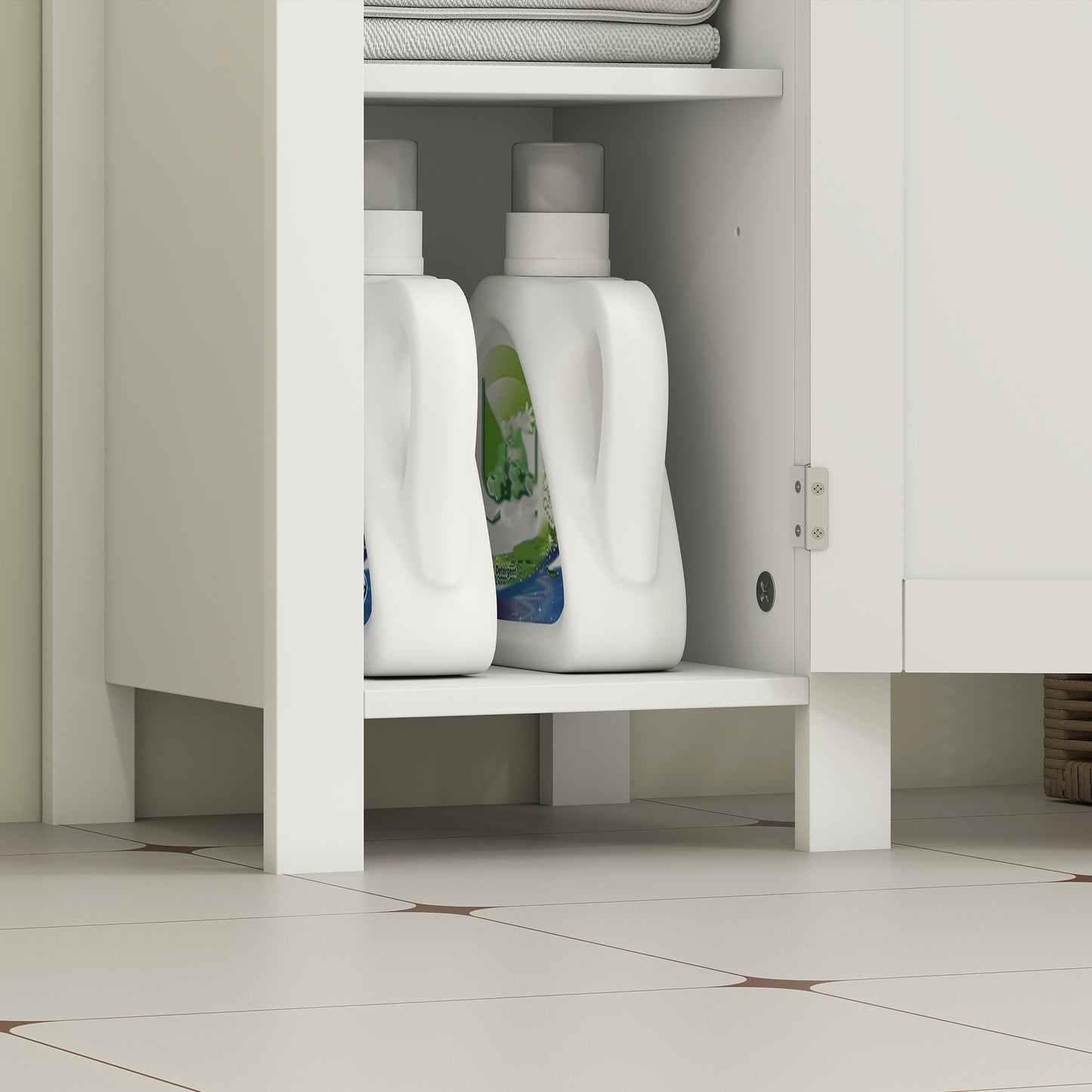 kleankin Slim Bathroom Storage Unit with Open Shelf, Bathroom Storage Cabinet with Adjustable Shelf, 32 x 30 x 80 cm, White