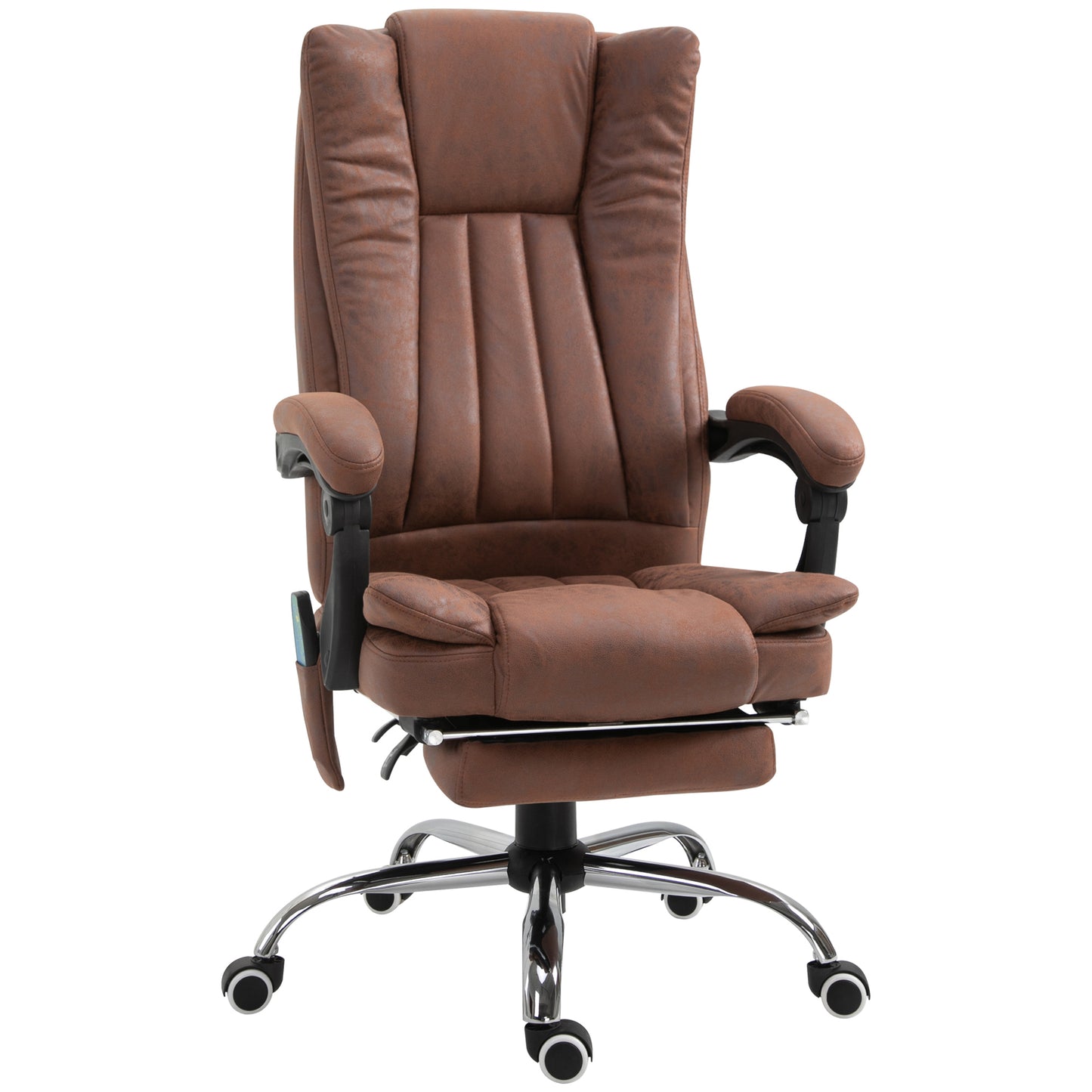 Vinsetto High Back Vibration Massage Office Chair, Heated Reclining Leathaire Fabric Computer Chair with Footrest, Brown