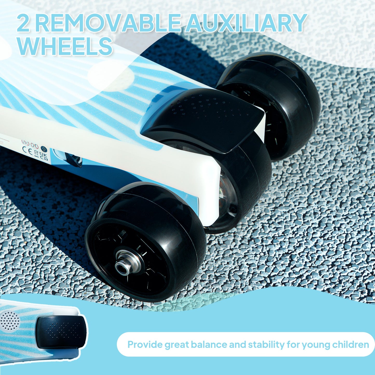 AIYAPLAY Electric Scooter for Kids Ages 4-7, Auxiliary Wheels, LED Light, Electric Brake, 6 KM/H, Blue