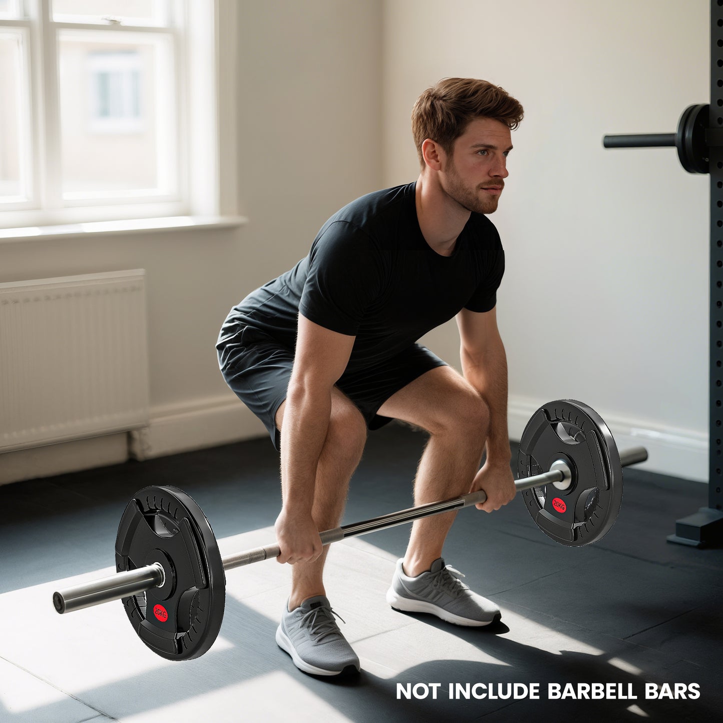 SPORTNOW Olympic 20kg Weight Plate with Tri-Grips for Weightlifting & Strength Training, Home Gym Fitness, Black