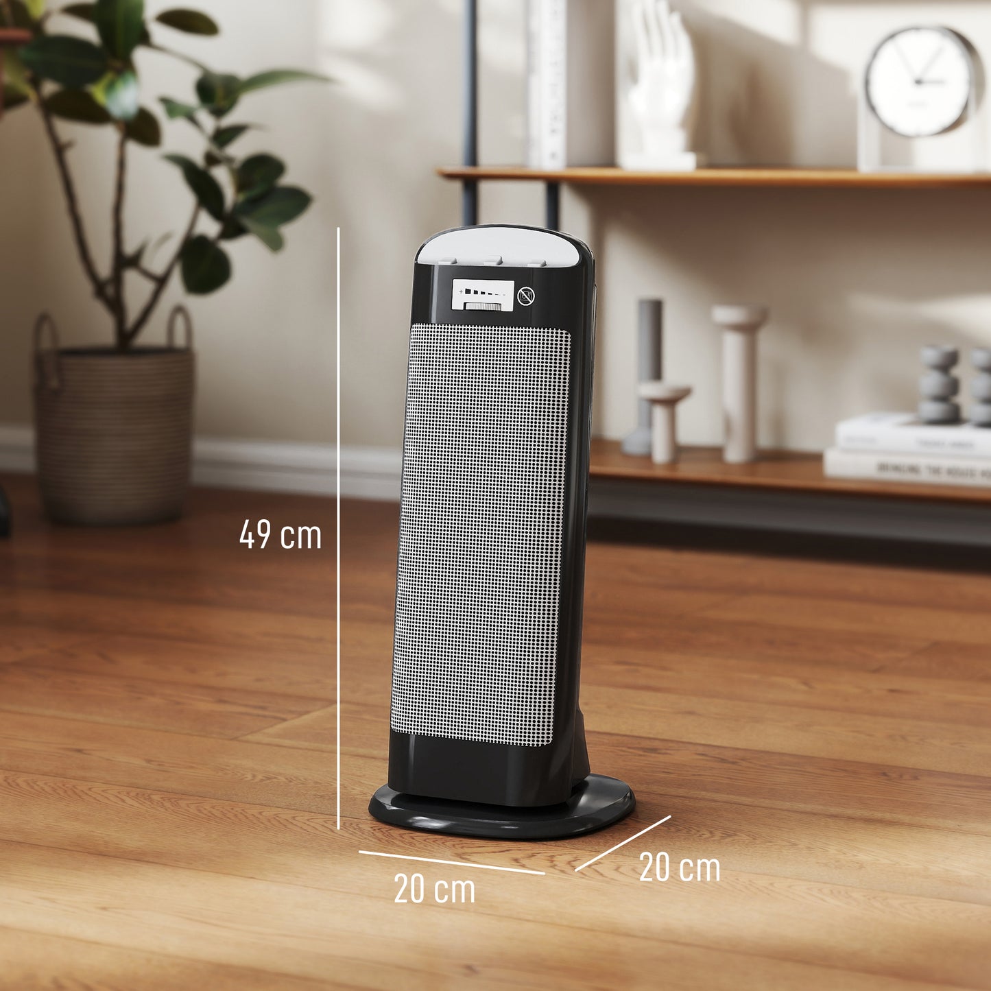 HOMCOM Ceramic Space Heater, 2000W Electric Fan, 4 Modes, Thermostat, 55° Oscillation, Tip-Over & Overheat Protection, for Bedroom/Office, Black