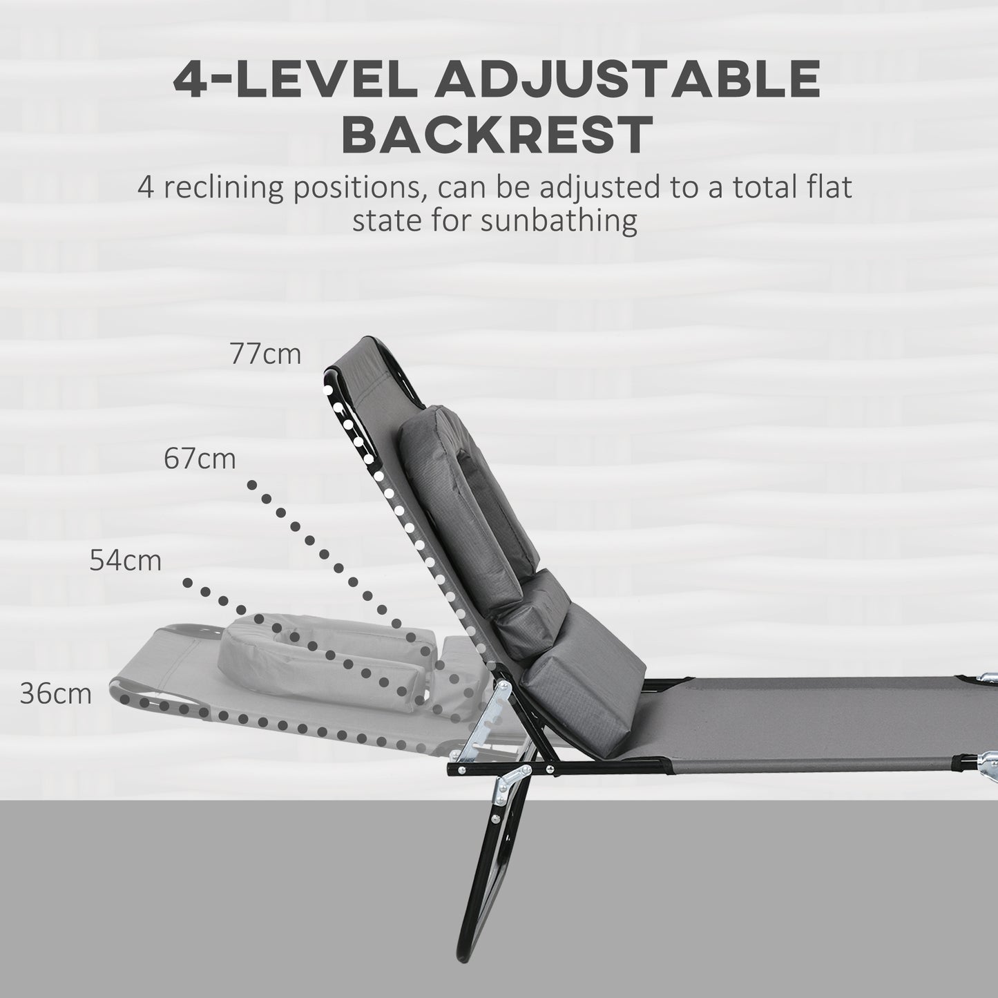 Outsunny Foldable Sun Lounger Set with Reading Hole - Dark Grey