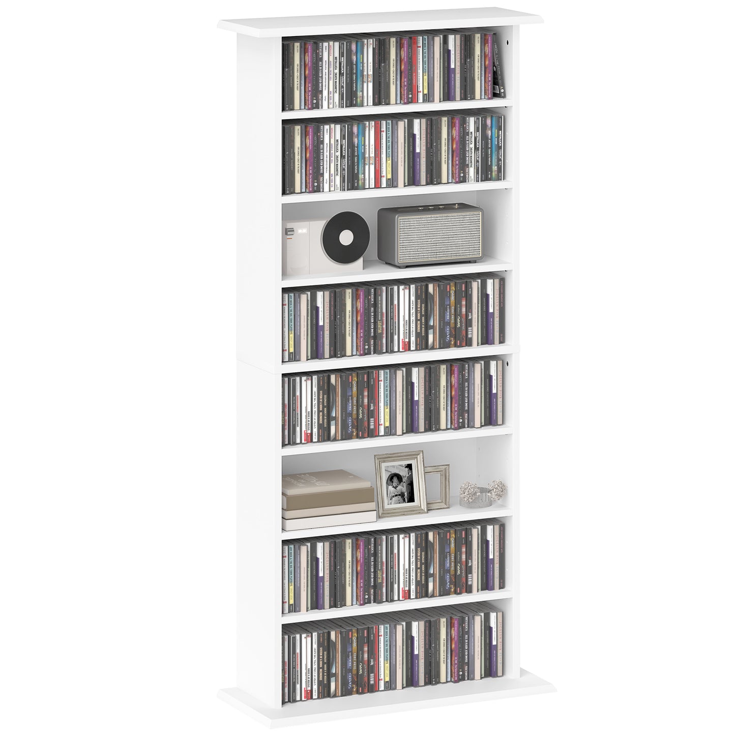 HOMCOM 360 CD/185 DVD/185 Blu-ray Storage Unit - White