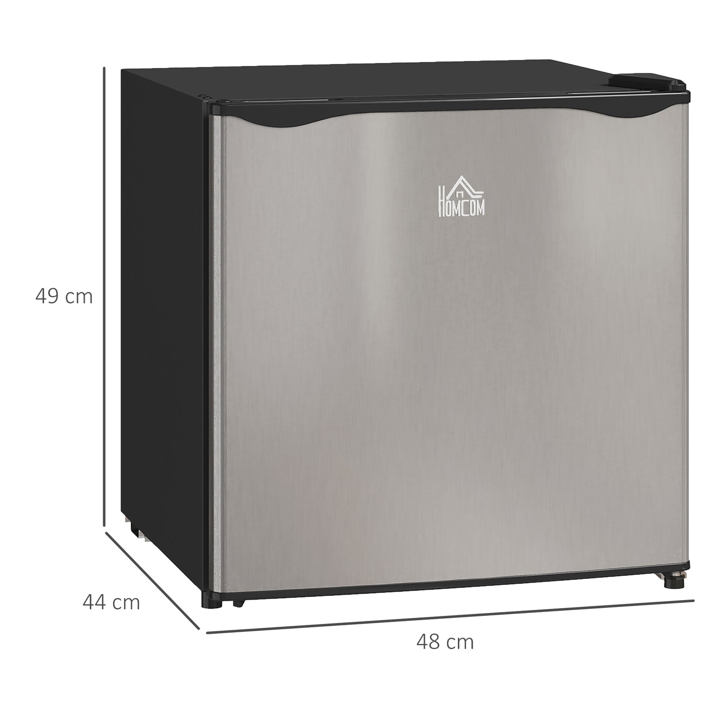 HOMCOM 46L Table Top Mini Fridge with Ice Box, Reversible Door, Adjustable Temp and Legs for Bedrooms/Home Office, Silver Tone