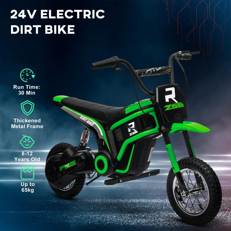 HOMCOM 24V Electric Motorbike Dirt Bike with Twist Grip Throttle Mus