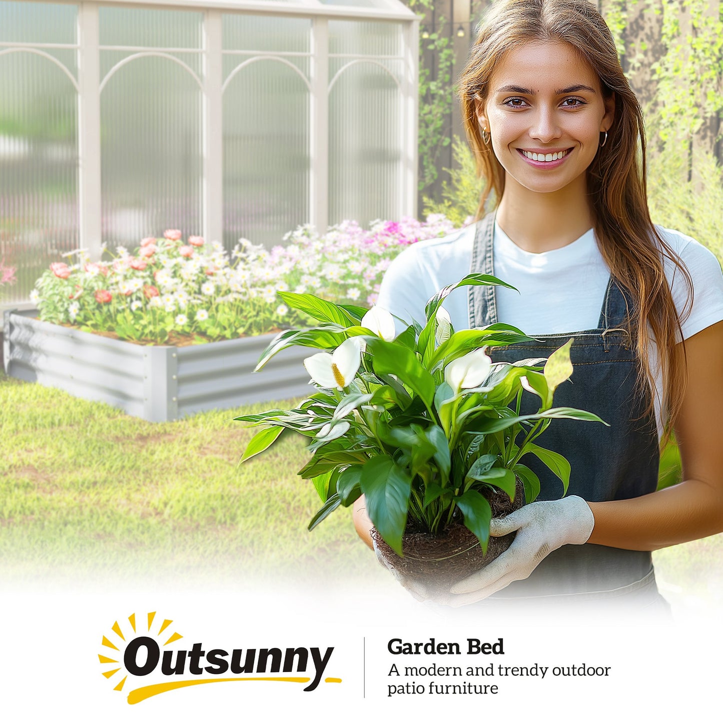 Outsunny 240 x 120cm Galvanised Steel Open Planter - Silver