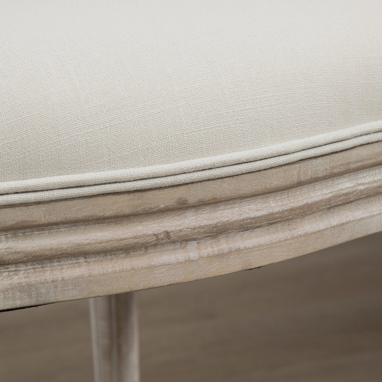 HOMCOM 2 French-Style Dining Chairs with Linen Upholstery - Cream