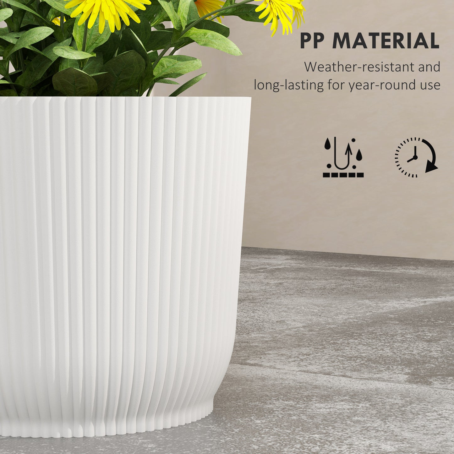 Outsunny Set of Two Ø22cm Planters - White