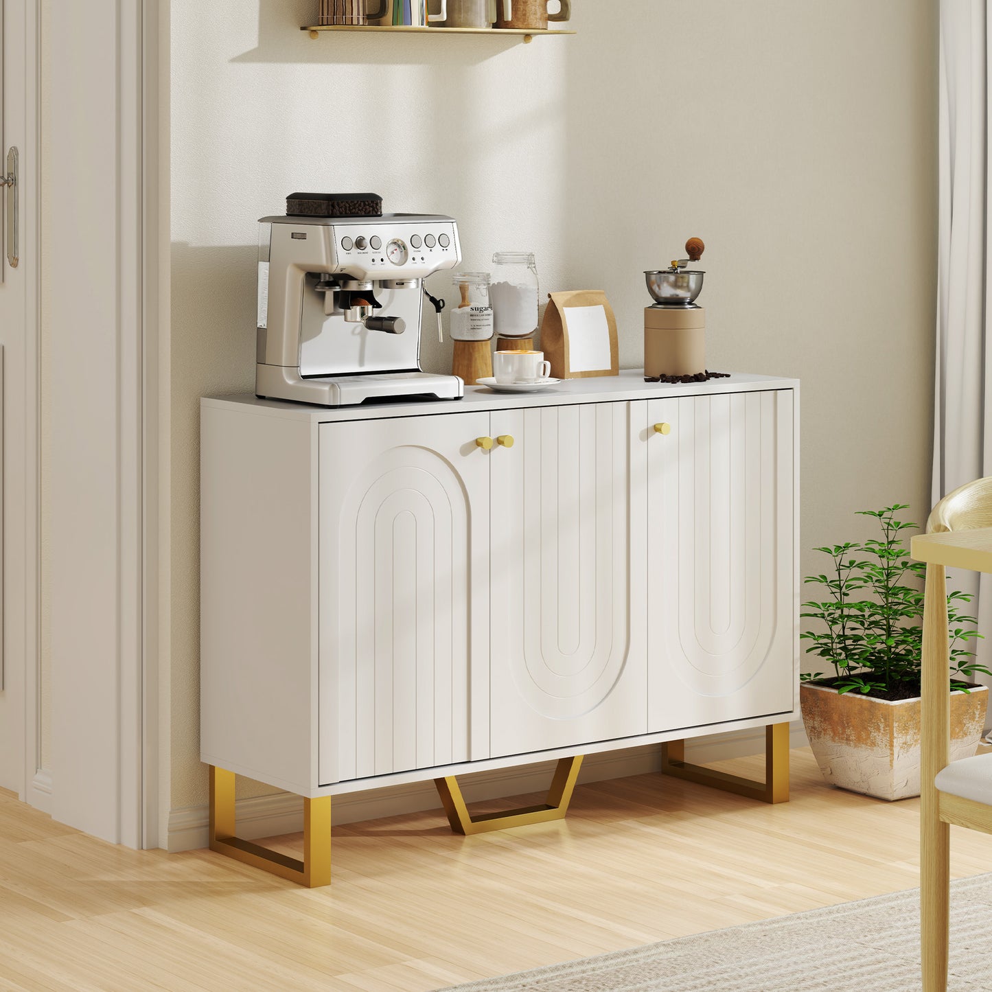 HOMCOM 3-Door Sideboard Storage Cabinet - White