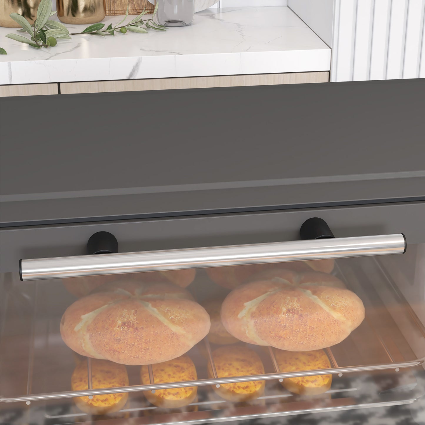HOMCOM Mini Oven, 9L Countertop Electric Grill, Toaster Oven with Adjustable Temperature, Timer, Baking Tray and Wire Rack, 750W, Grey