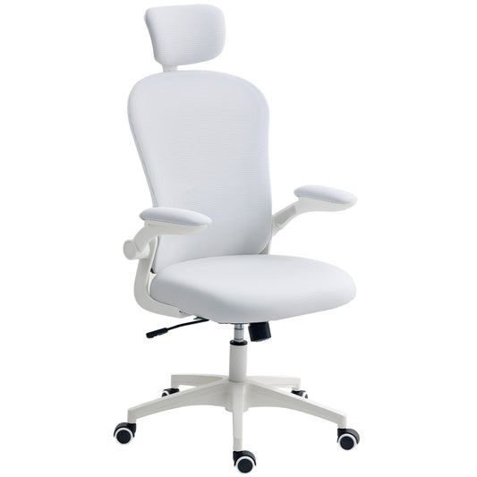 Vinsetto Multi-Adjustable Office Chair, with Lumbar Support, Headrest and Mesh Back - White