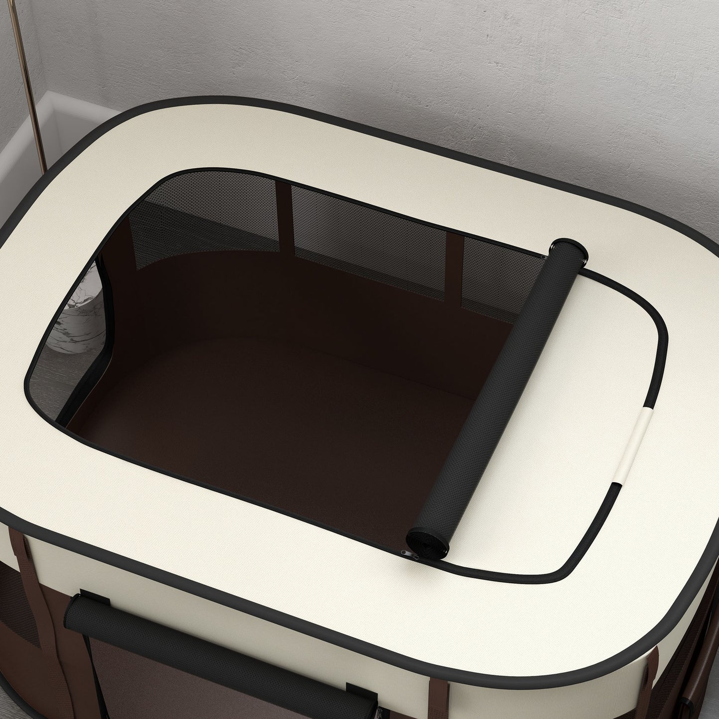 PawHut Foldable Dog Pen with Storage Bag for Indoor/Outdoor Use Brown - Large