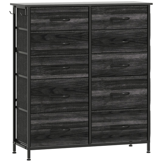 HOMCOM Chest of Ten Fabric Drawers - Black