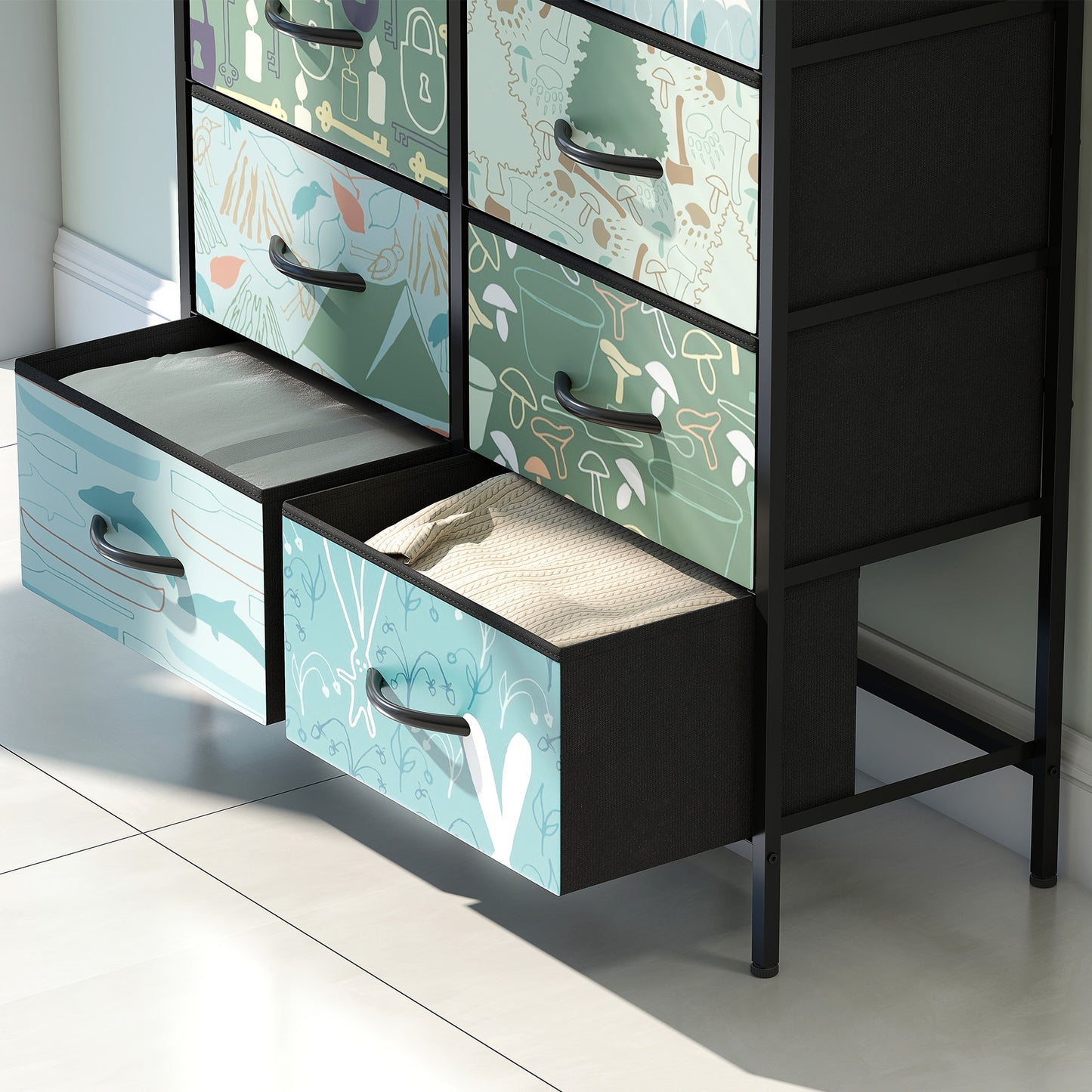 HOMCOM 8-Drawer Chest of Drawers - Blue