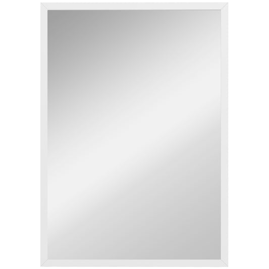 HOMCOM Wall-Mounted Bathroom Mirror, 70 x 50 cm Wall Mirror for Living Room, Bedroom, Hallway, White
