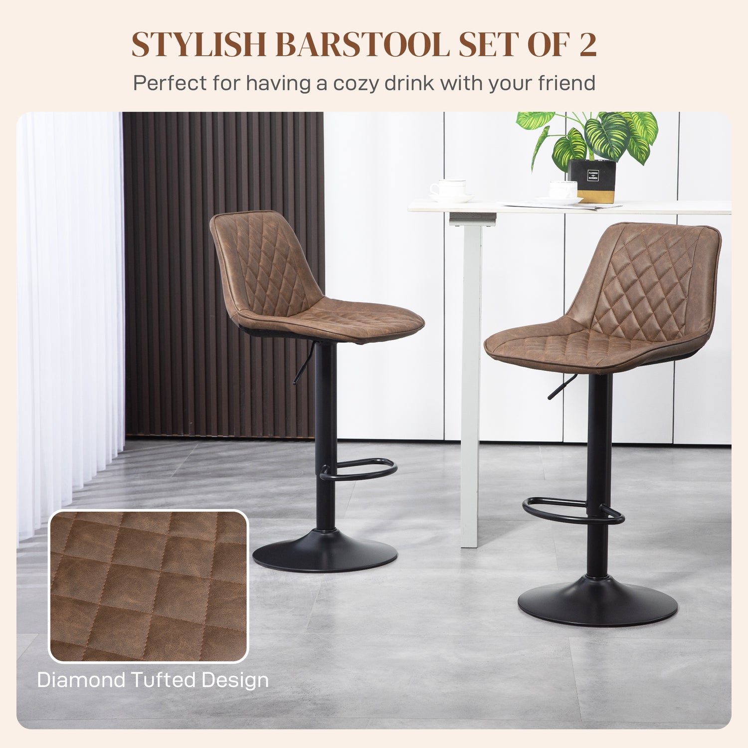 Rotating online Bar Stools Set of 2 brown