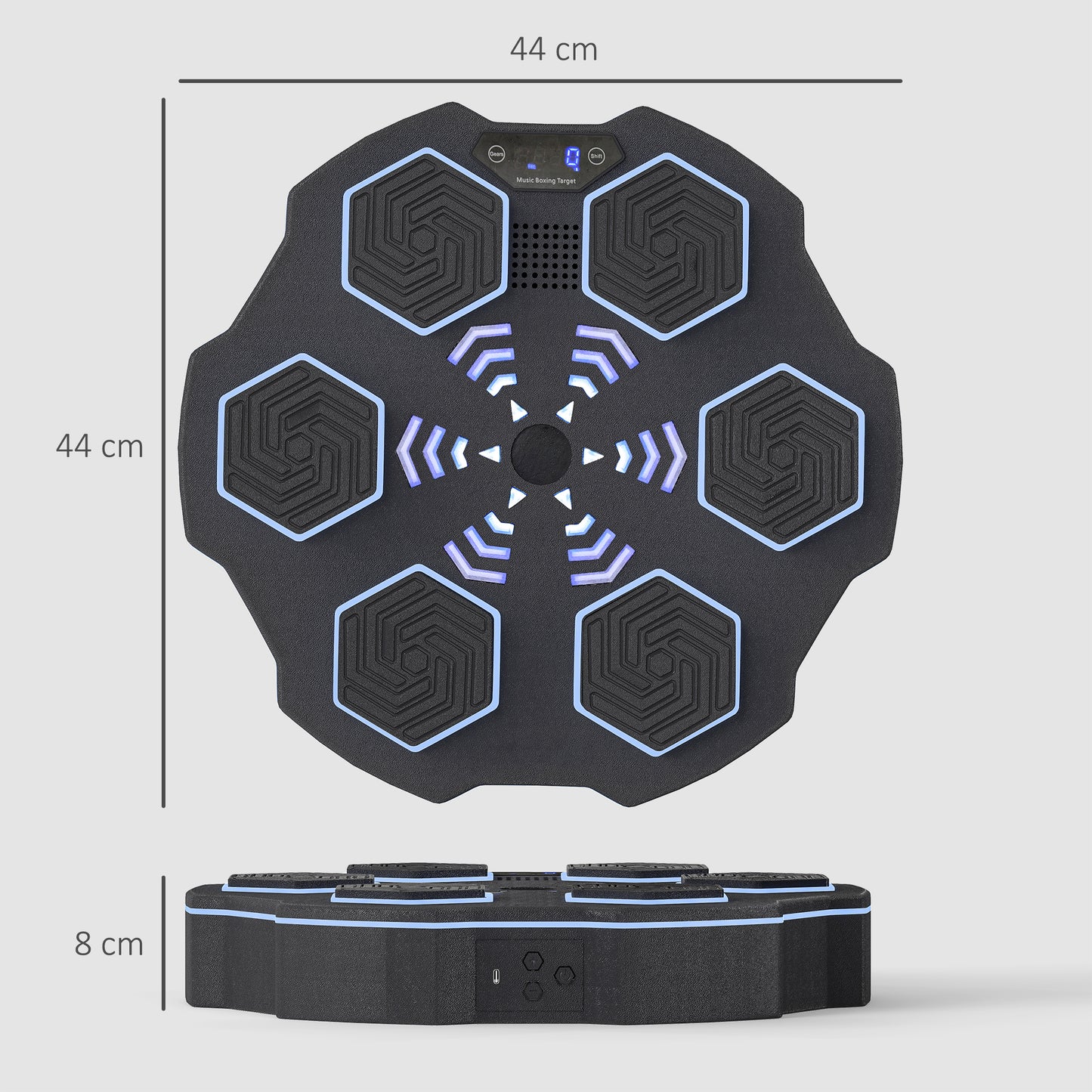SPORTNOW Music Boxing Machine, Smart Bluetooth Boxing Machine Wall Mounted with 9 Speeds & Modes, LED Lights, Punching Pad for Adults, Black