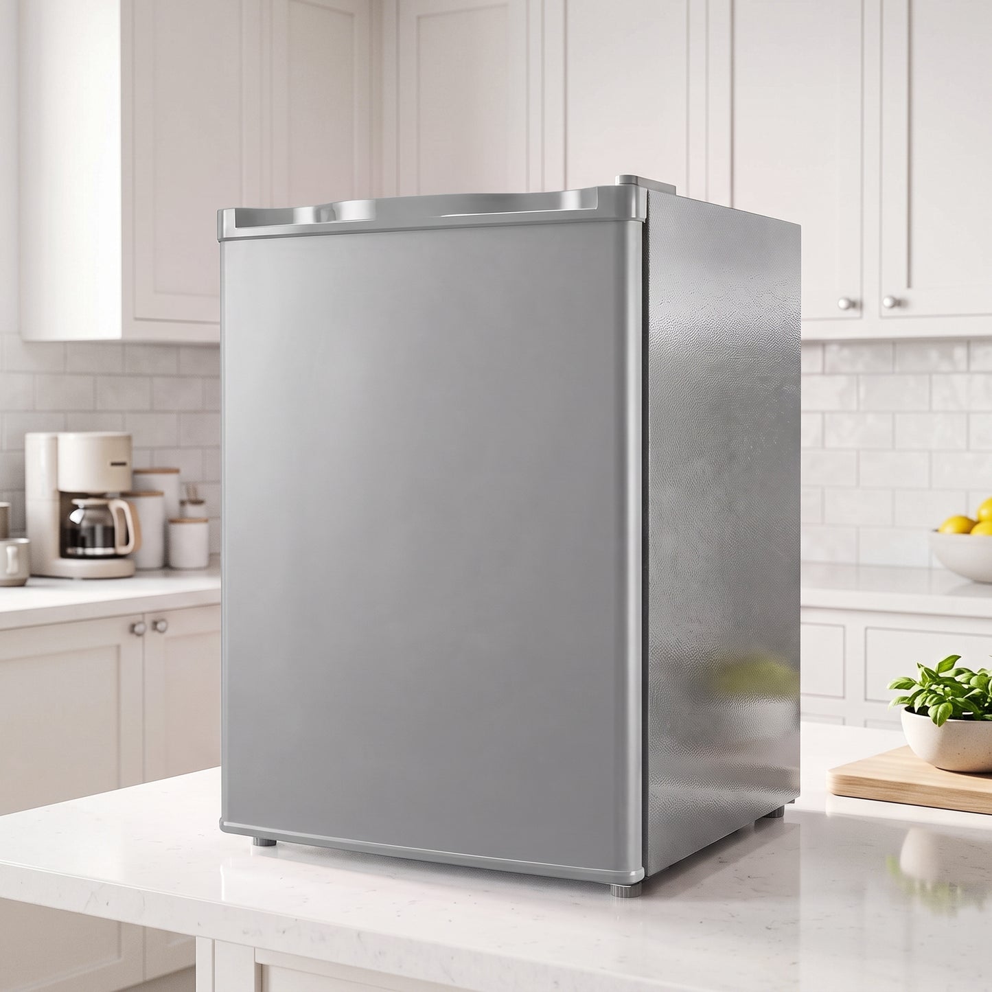 HOMCOM 73 L Mini Fridge with Chiller Box, Single Door Compact Refrigerator, Adjustable Thermostat, Reversible Door, Grey