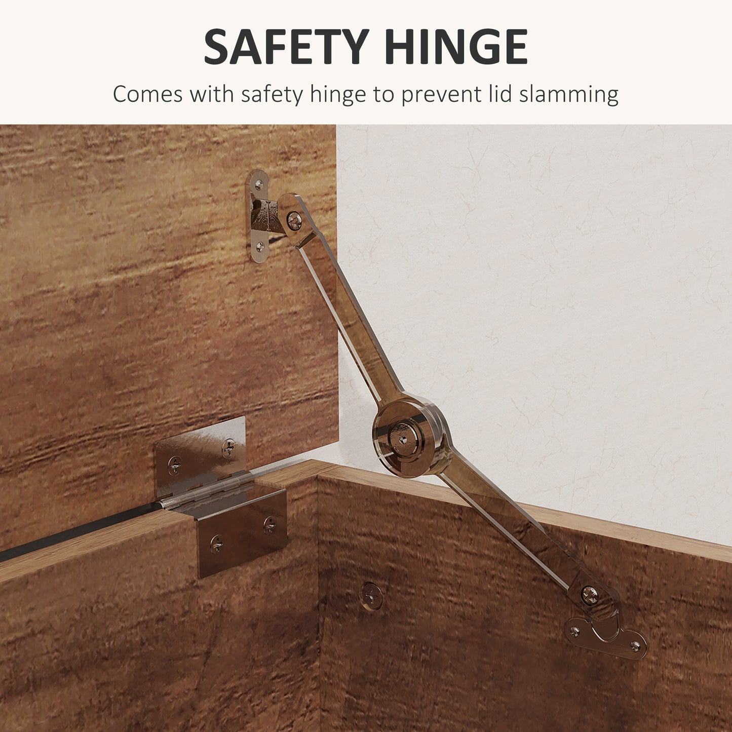 HOMCOM 113L Storage Chest, Flip-Top Lid, 2 Safety Hinges, Trunk for Living Room/Entryway, Grey Wood Grain